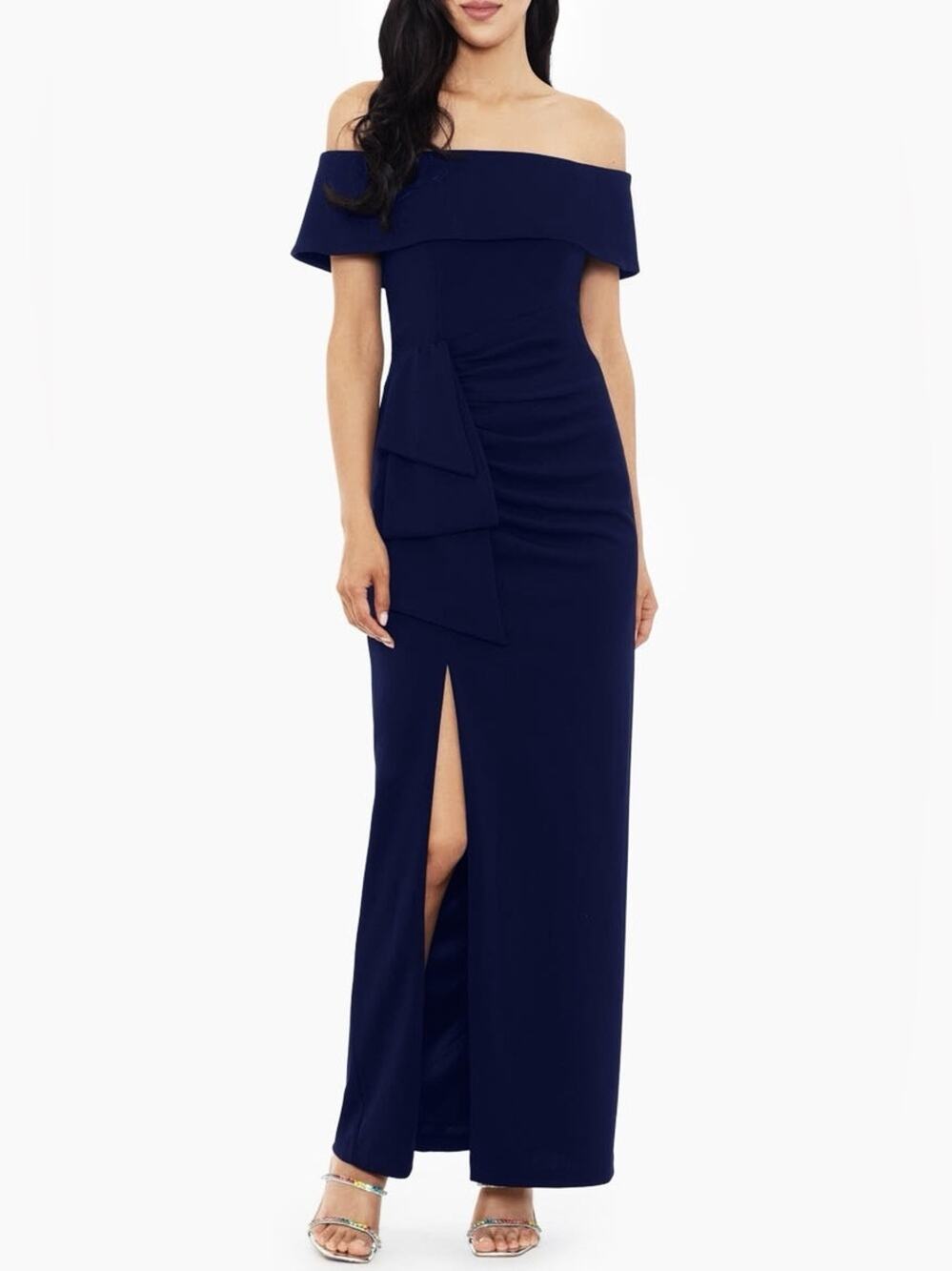 Xscape Navy Off The Shoulder Dress
Size 6 Nwot $248